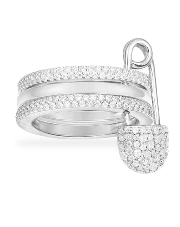 خاتم الدبوس بلون فضي